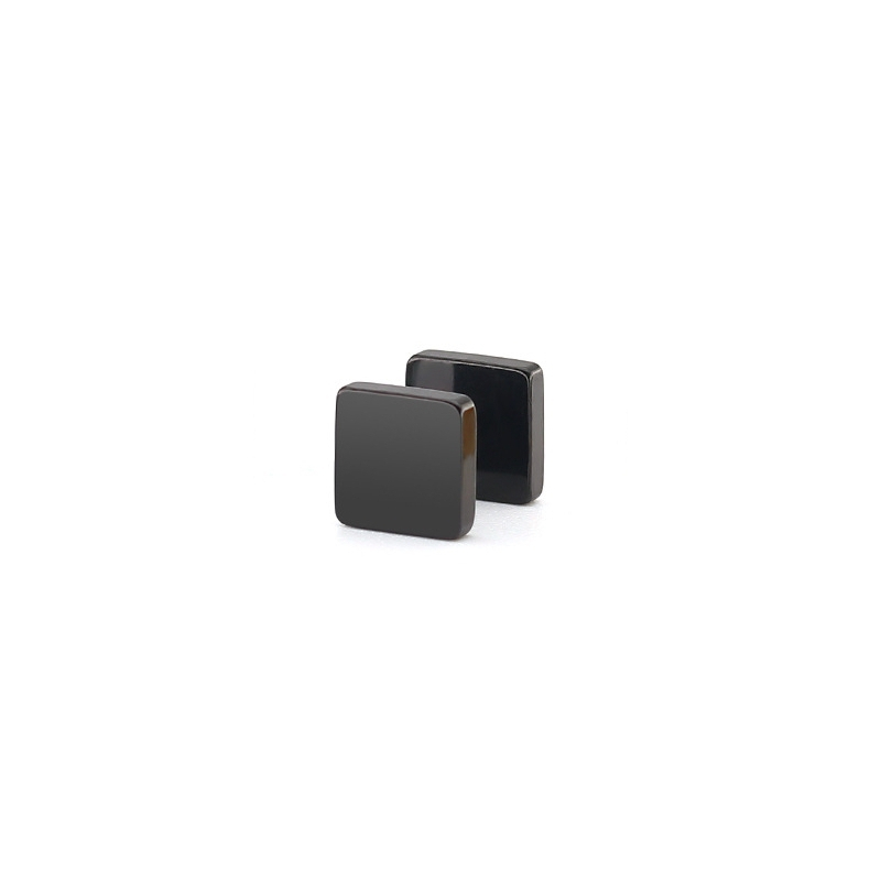 stainless square earring stud black