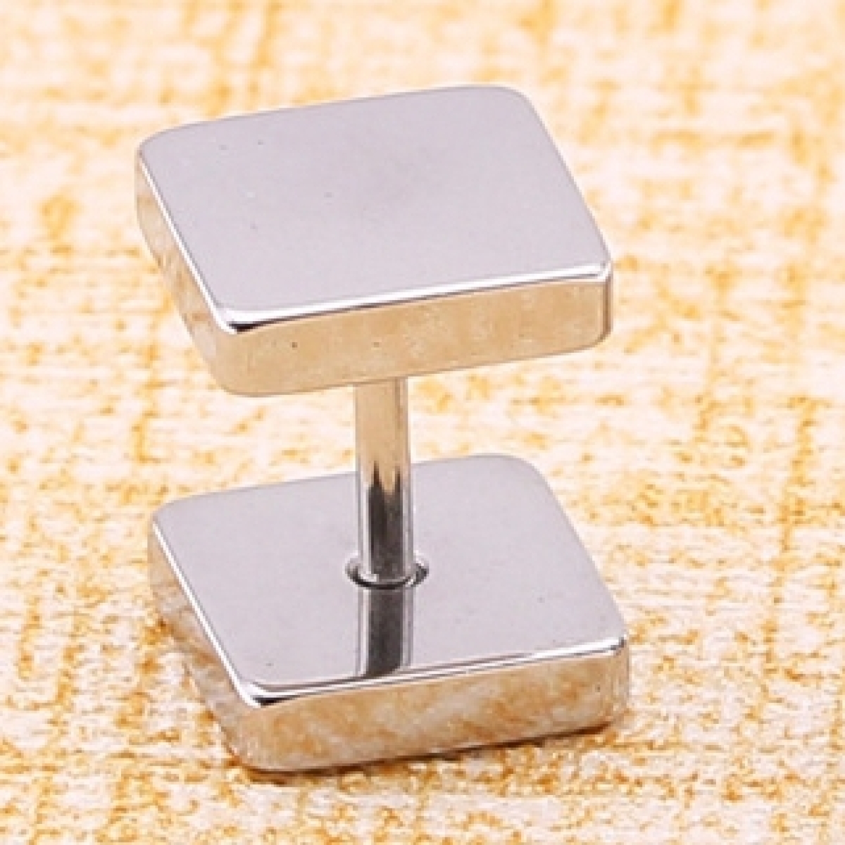 stainless square earring stud silver 1