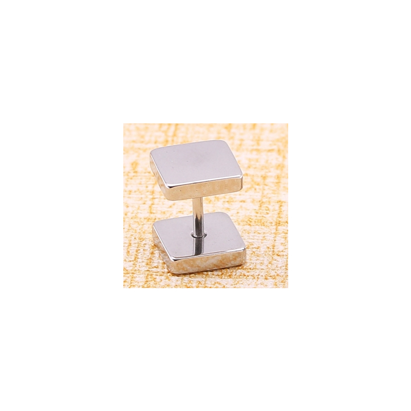 stainless square earring stud silver 1