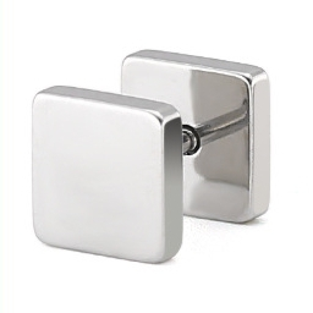 stainless square earring stud silver