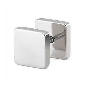 stainless square earring stud silver