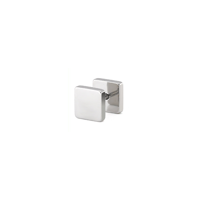 stainless square earring stud silver