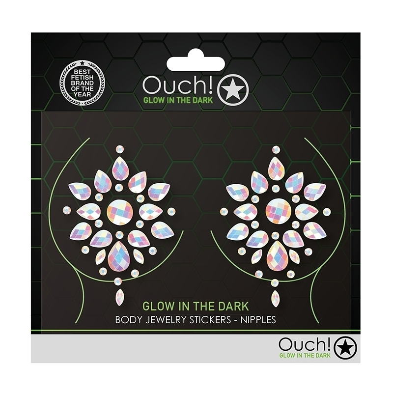 stickers cache seins strass phosphorescents glow nipples 1