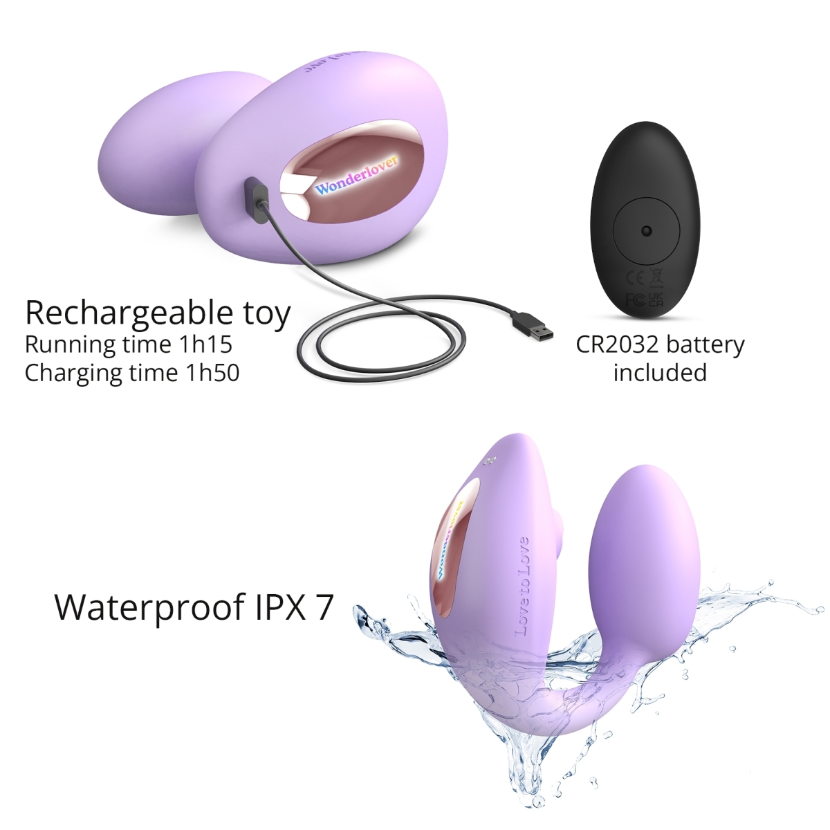 stimulateur clitoris et point g wonderlover love to love mauve 2