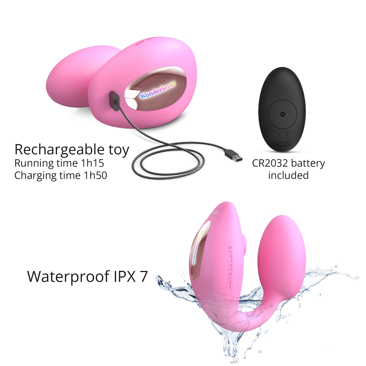 stimulateur clitoris et point g wonderlover rose 2