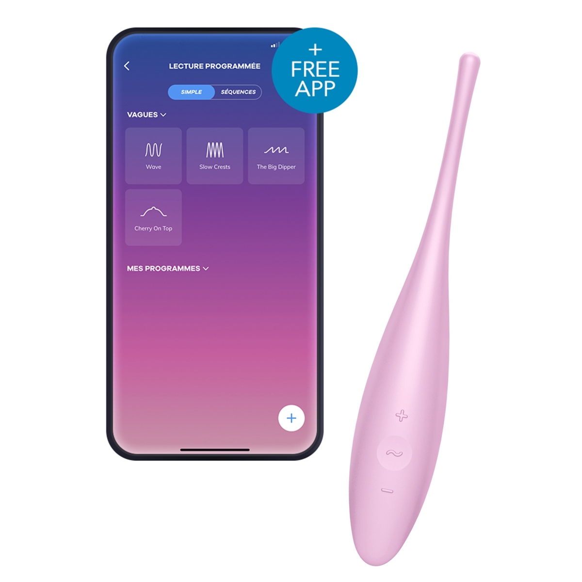 stimulateur connecte twirling joy satisfyer 17cm rose
