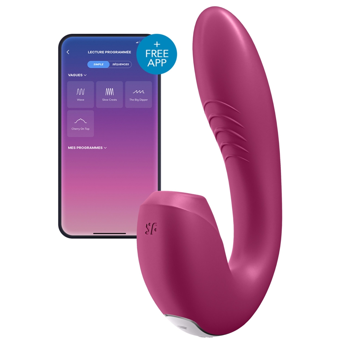 stimulateur de clitoris connecte sunray satisfyer framboise scaled