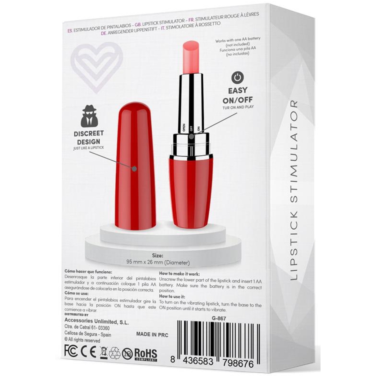 stimulateur de clitoris viblips 95 x 25cm rouge 3