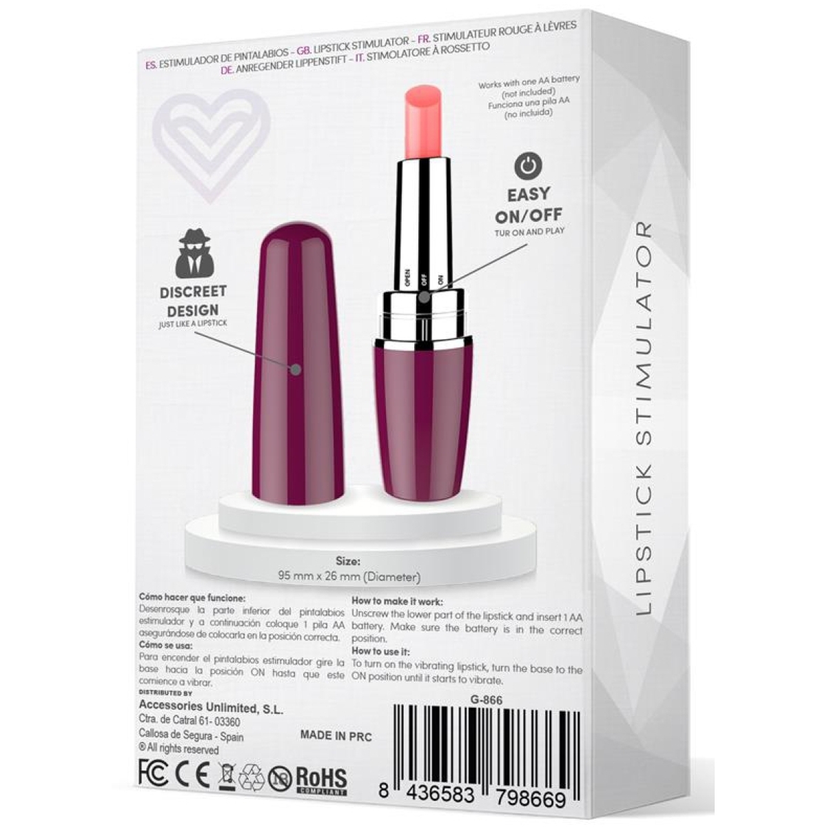 stimulateur de clitoris viblips 95 x 25cm violet 3