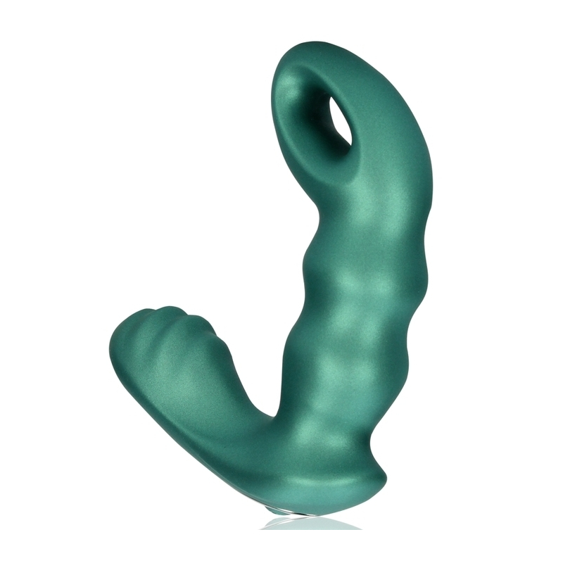 stimulateur de prostate beaded 10 x 35cm vert metallise 2