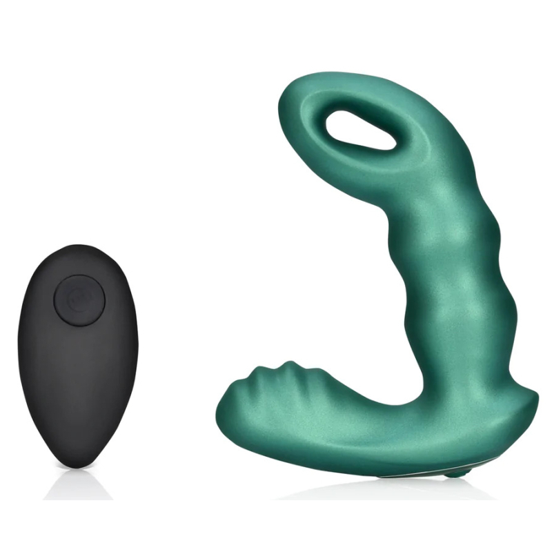 stimulateur-de-prostate-beaded-10-x-35cm-vert-metallise stimulateur de prostate beaded 10 x 35cm vert metallise