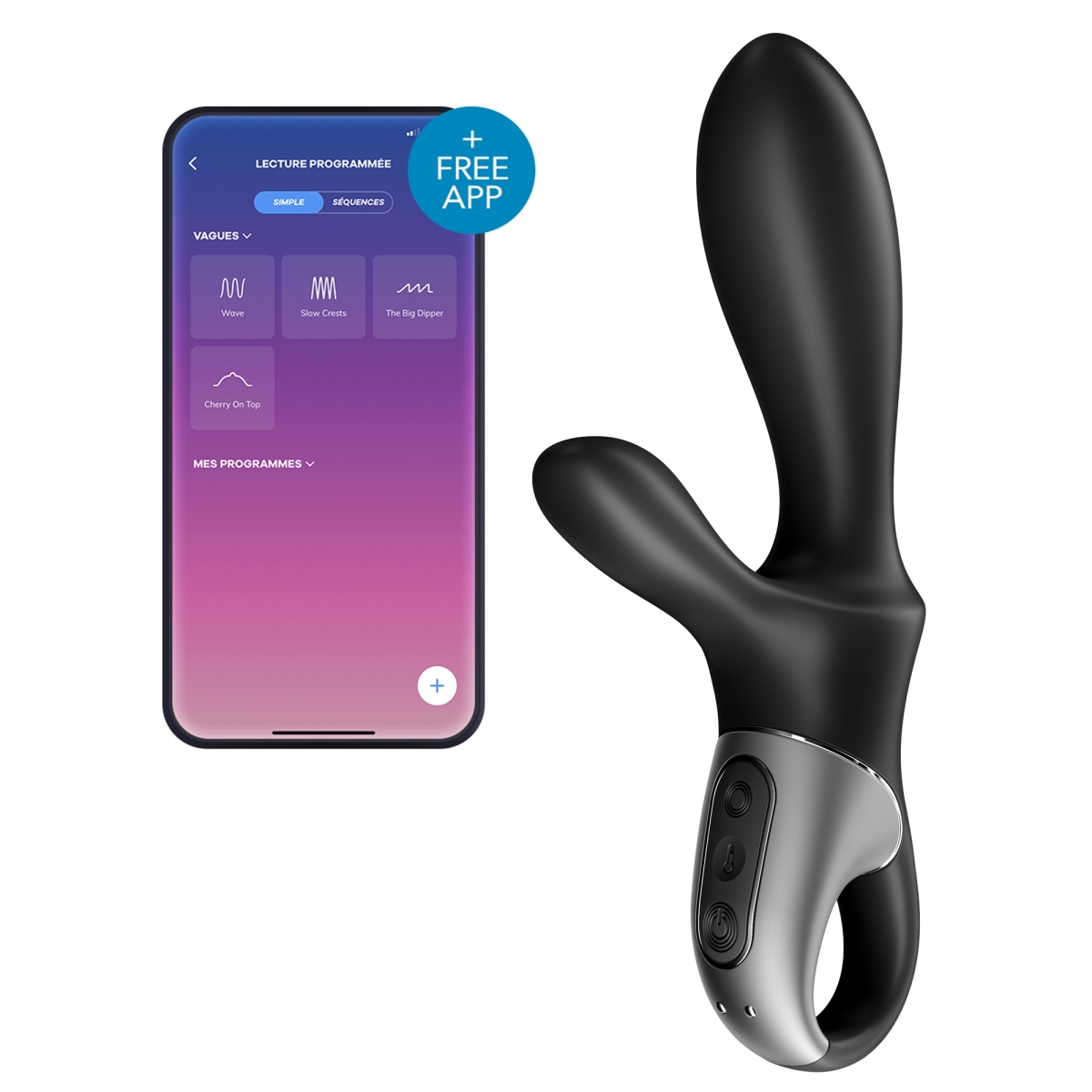 stimulateur de prostate connecte heat climax satisfyer 11 x 35cm