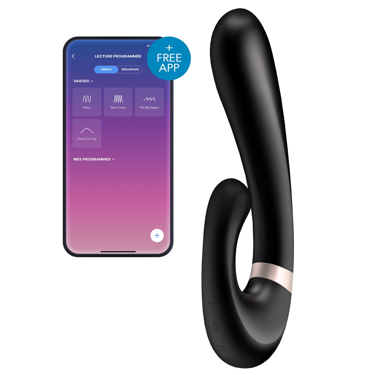 stimulateur point g connecte heat wave satisfyer 14 x 35cm noir