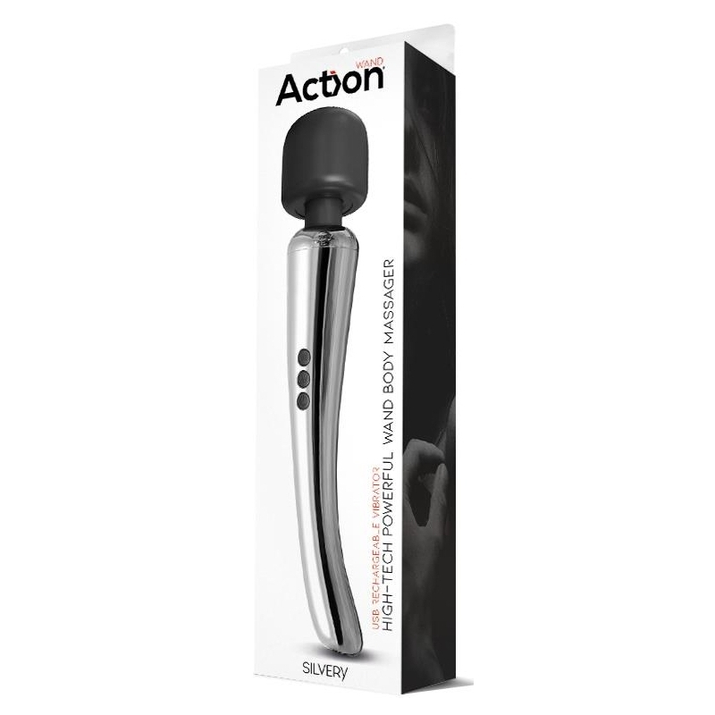 stimulateur wand silvery 30 cm tete 55 mm argente 1