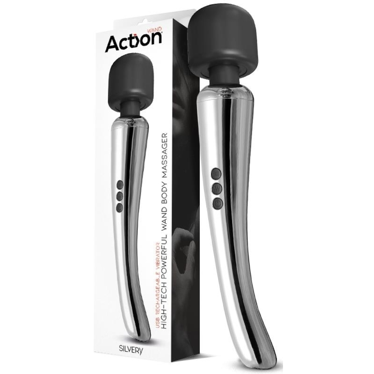 stimulateur wand silvery 30 cm tete 55 mm argente 7