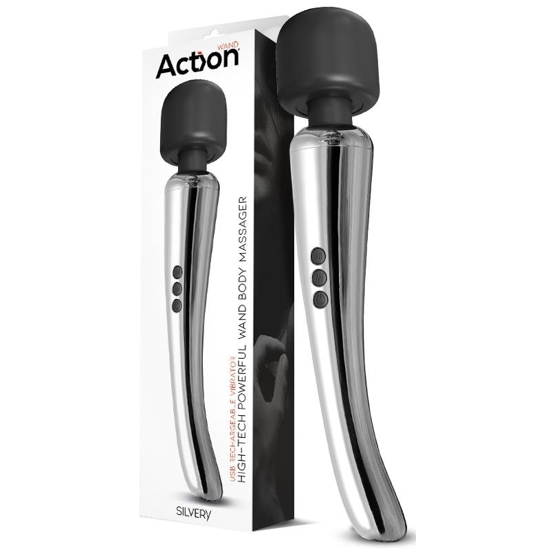 stimulateur wand silvery 30 cm tete 55 mm argente 7