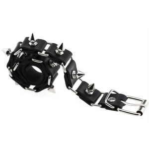 stitching punk necklace with spike black