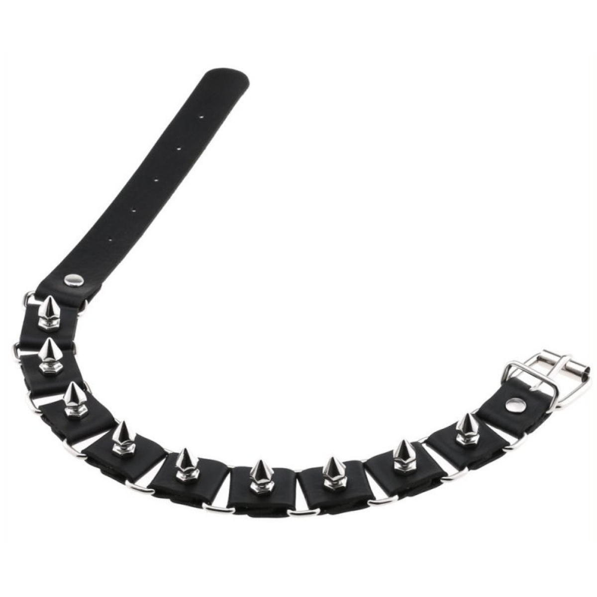 stitching punk necklace with spike black 6