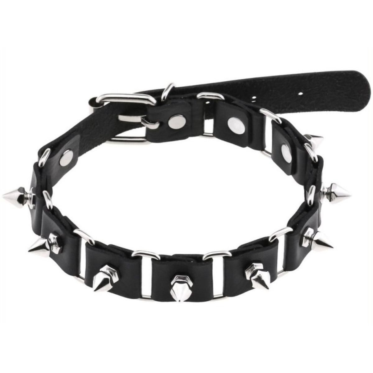 stitching punk necklace with spike black 7