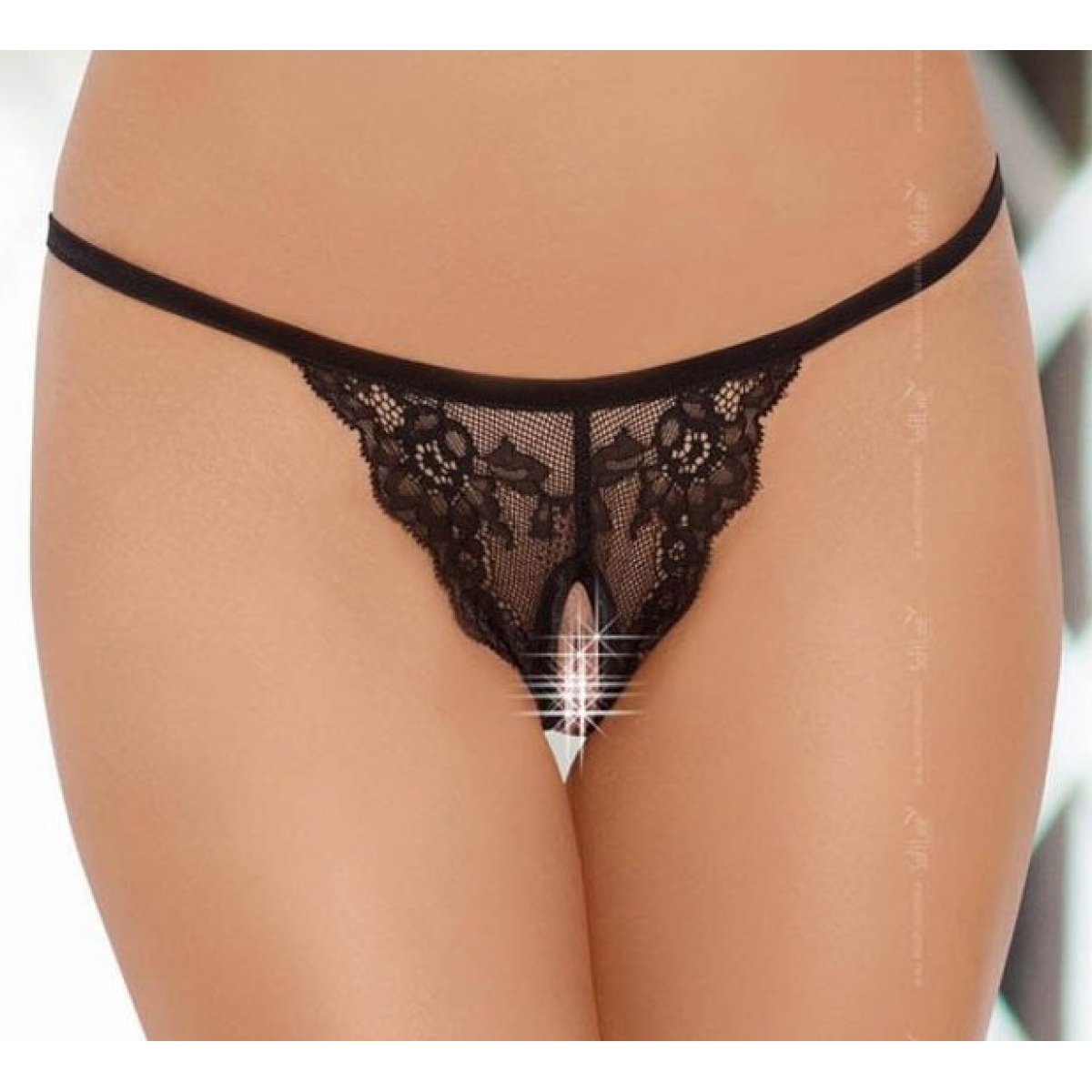 string ficelle ouvert sur l entrejambe noir