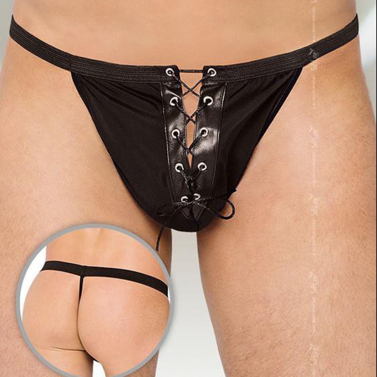 string homme lacet noir