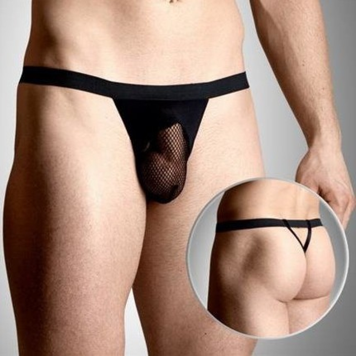 string homme mesh noir