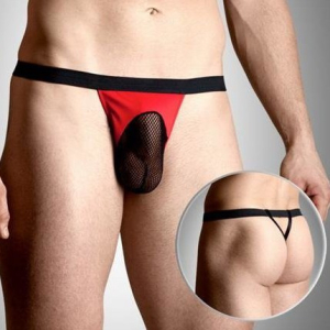 string homme mesh rouge