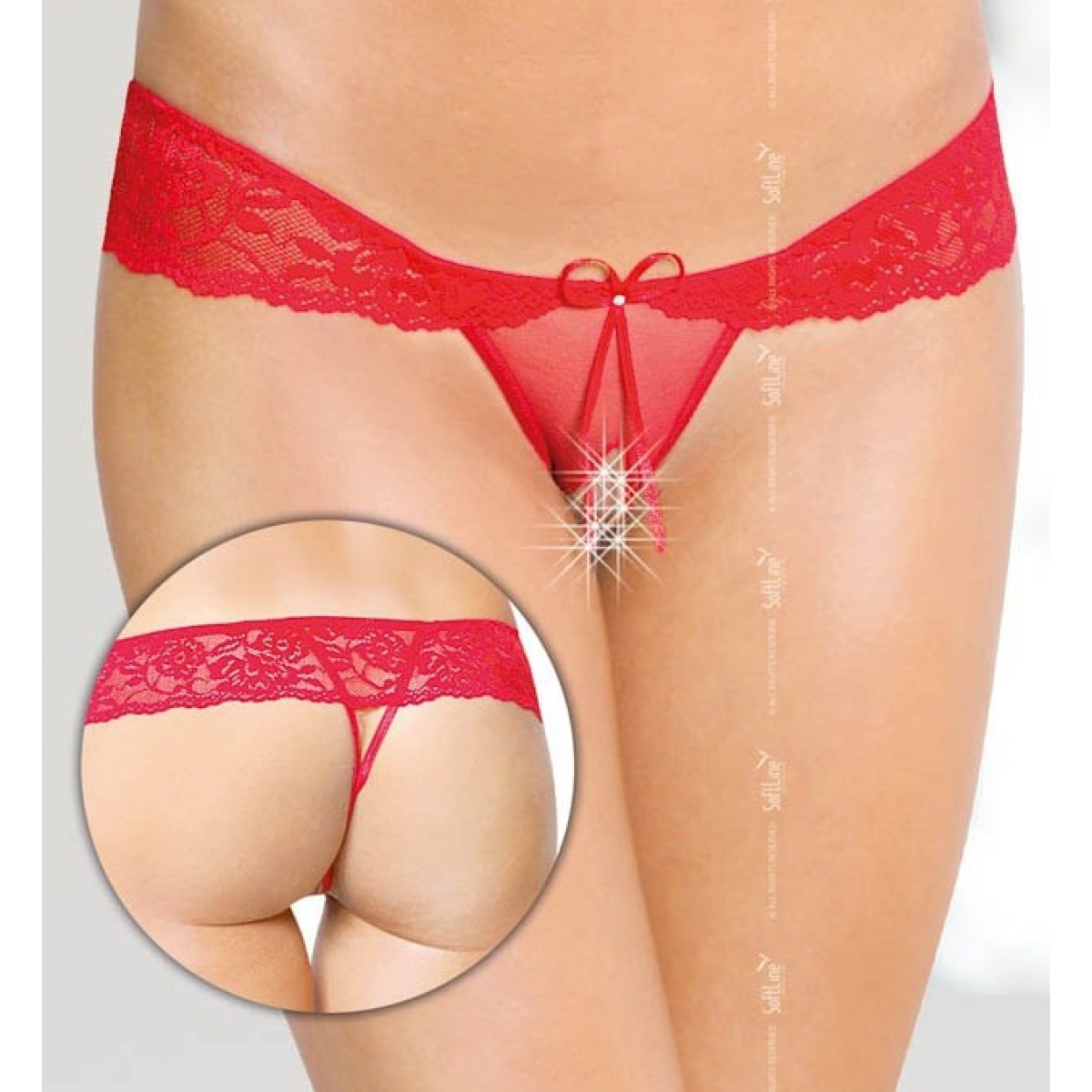 string ouvert avec strass rouge