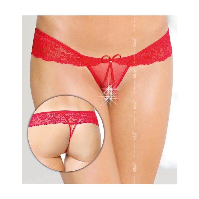 string ouvert avec strass rouge