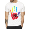 t shirt blanc avec main rainbow