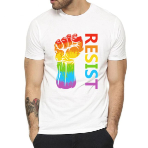 t shirt resist rainbow blanc