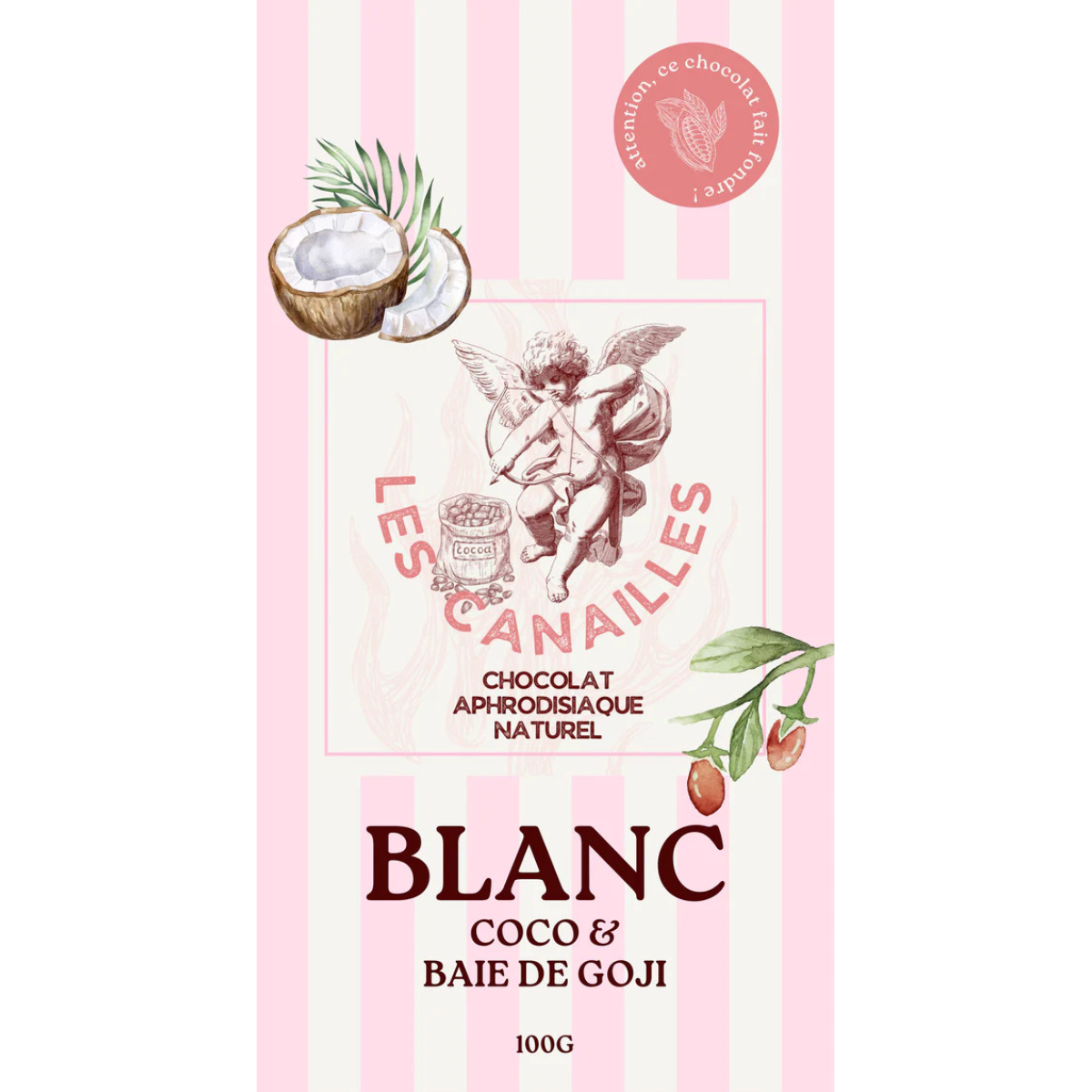tablette de chocolat aphrodisiaque blanc coco baie de giji 100g 1