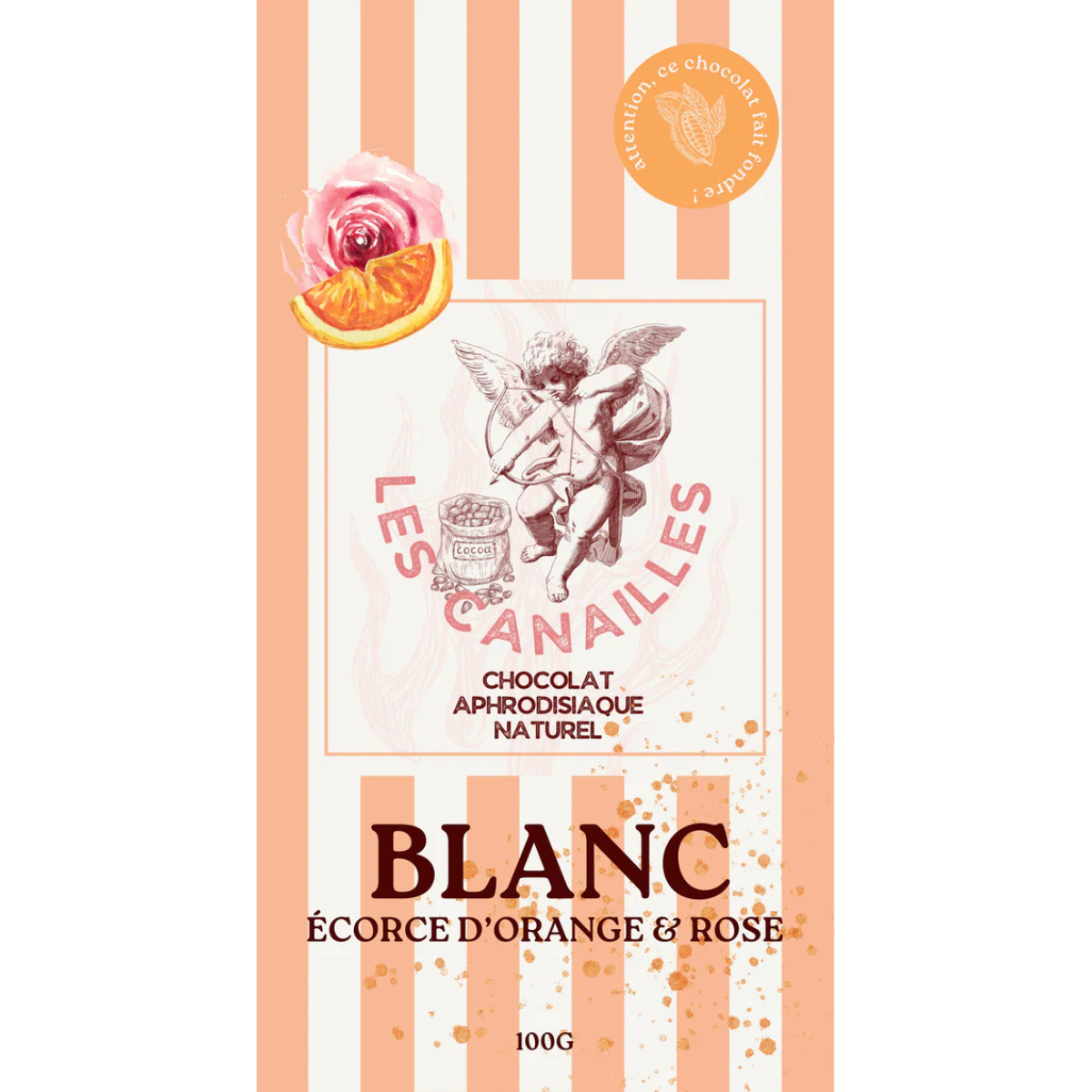 tablette de chocolat aphrodisiaque blanc ecorces d orange rose 100g 1