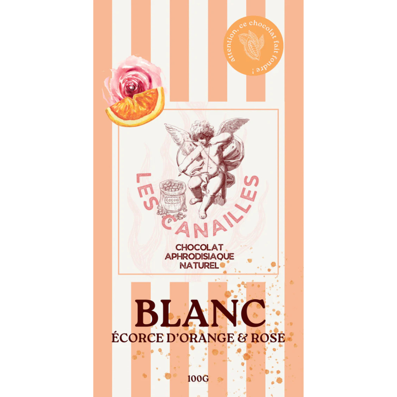 tablette de chocolat aphrodisiaque blanc ecorces d orange rose 100g 1