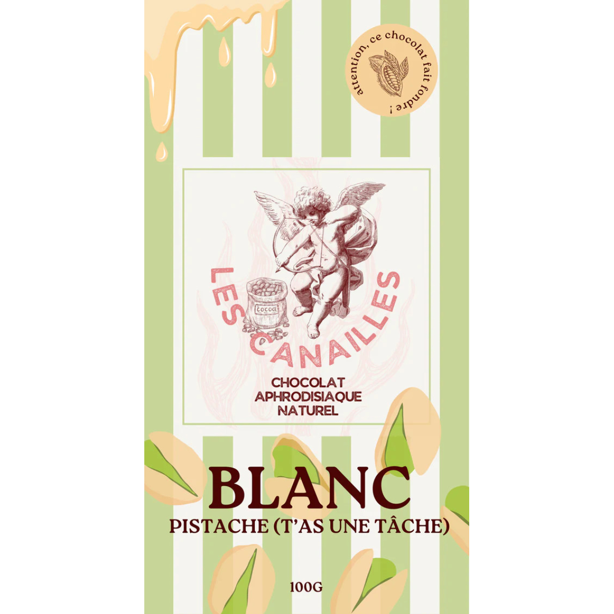 tablette de chocolat aphrodisiaque blanc pistache 100g 2