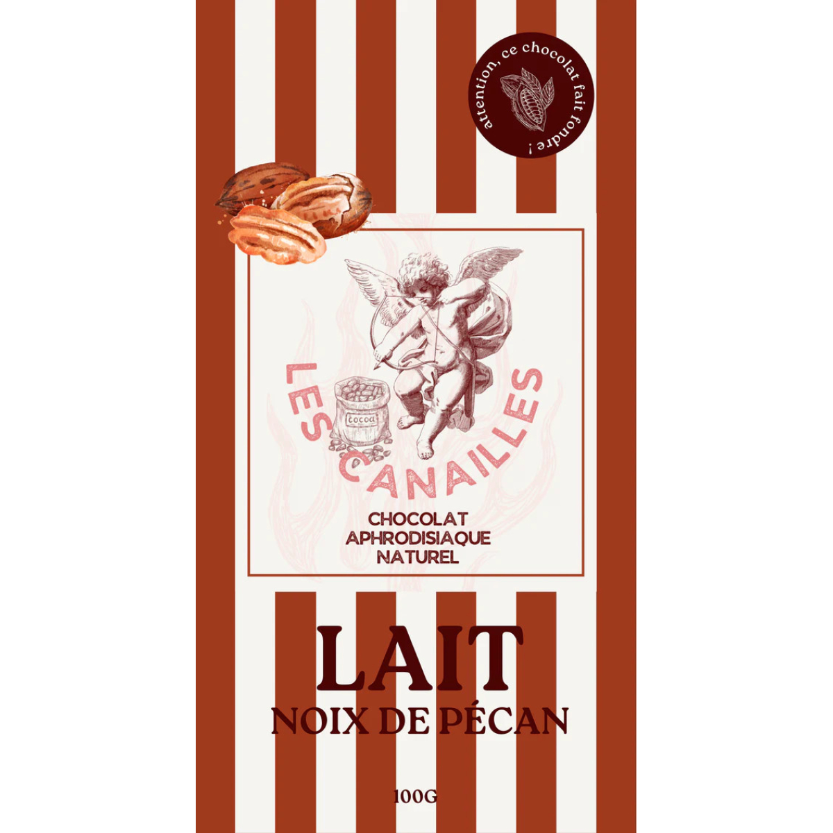 tablette de chocolat aphrodisiaque lait noix de pecan 100g 1