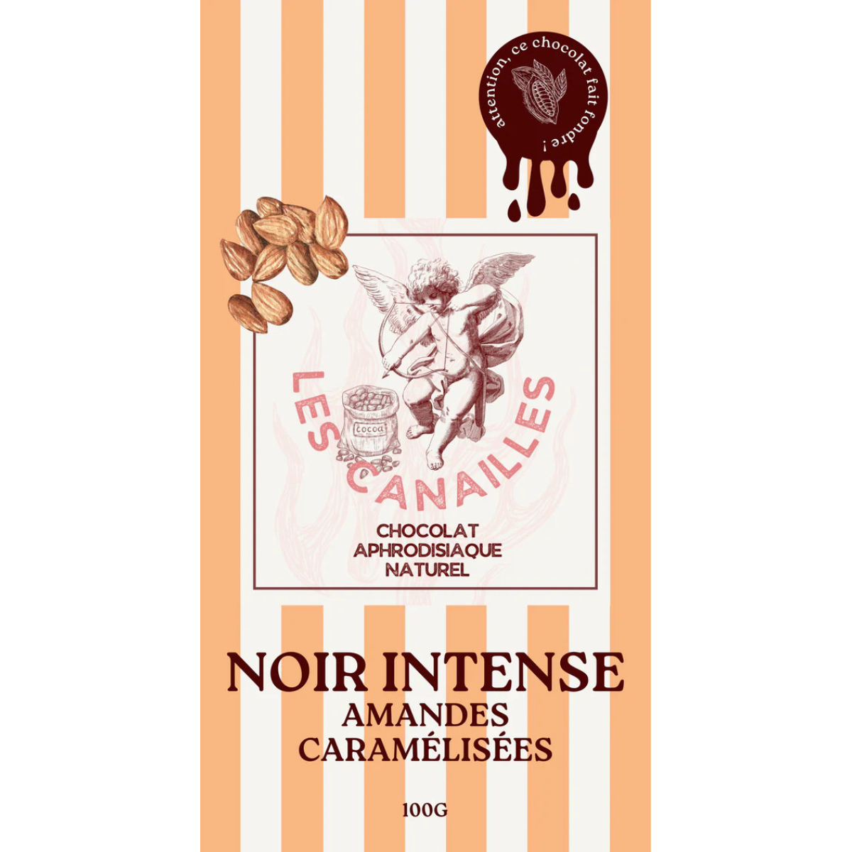 tablette de chocolat aphrodisiaque noir intense amandes caramelisees 100g 1