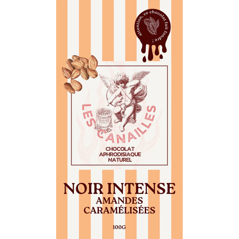 tablette de chocolat aphrodisiaque noir intense amandes caramelisees 100g 1
