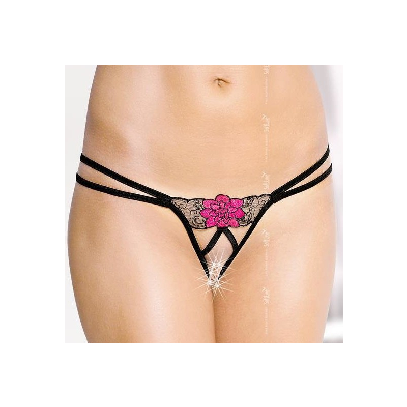 tanga ouvert begnina noir et rose