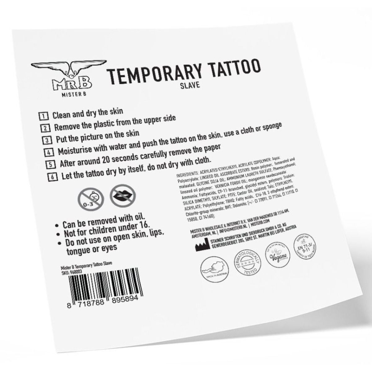 tatouage ephemere mrb slave 10 x 10cm 2