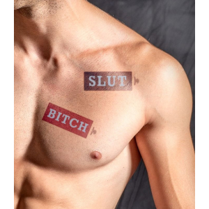 tatouage ephemere mrb slut bitch 15 x 5cm