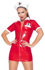 tenue infirmiere vinyl nurse rouge 2