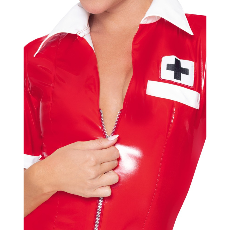 tenue infirmiere vinyl nurse rouge 4