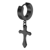 thick cross pendant earring black