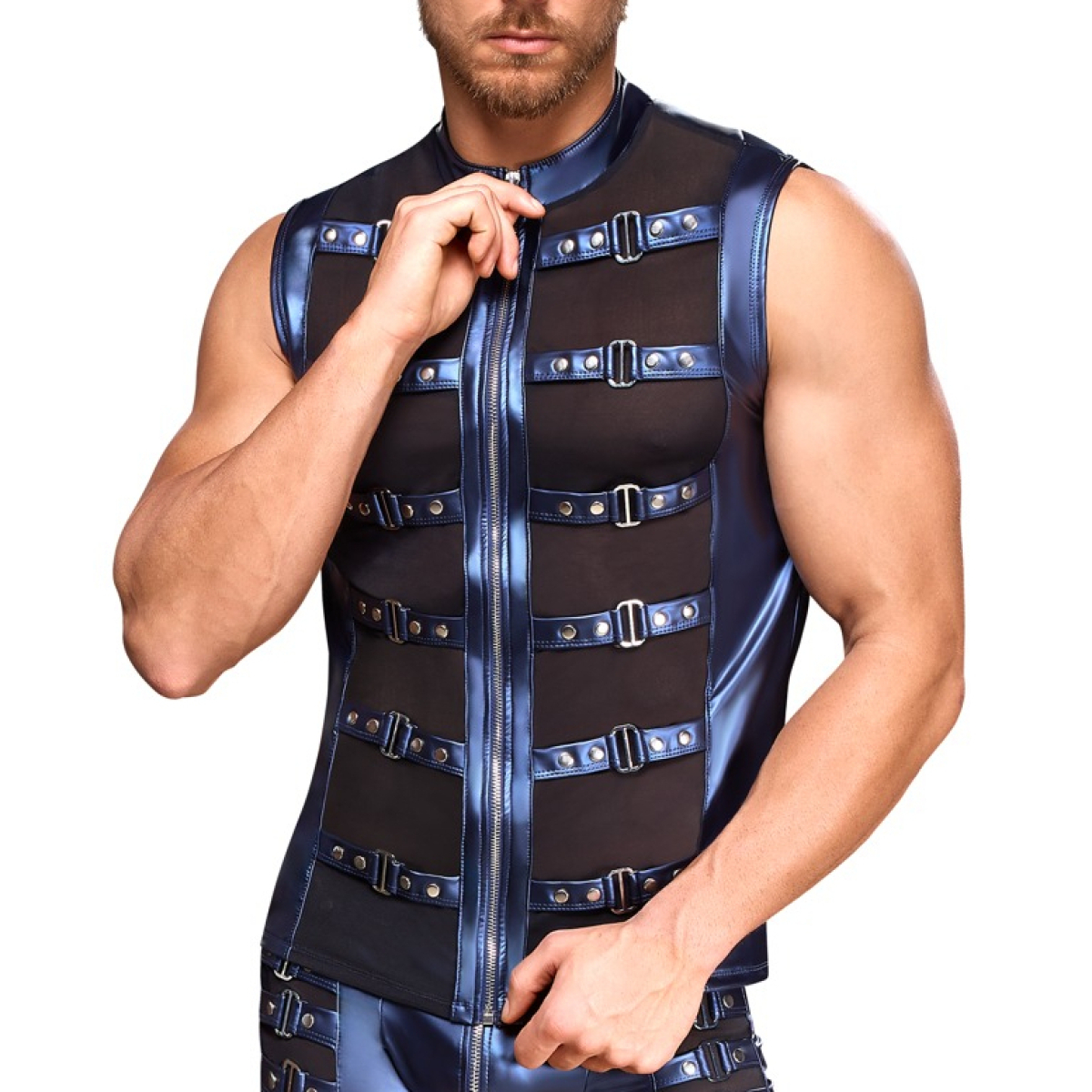 veste avec zip top eclino bleu metallise 3