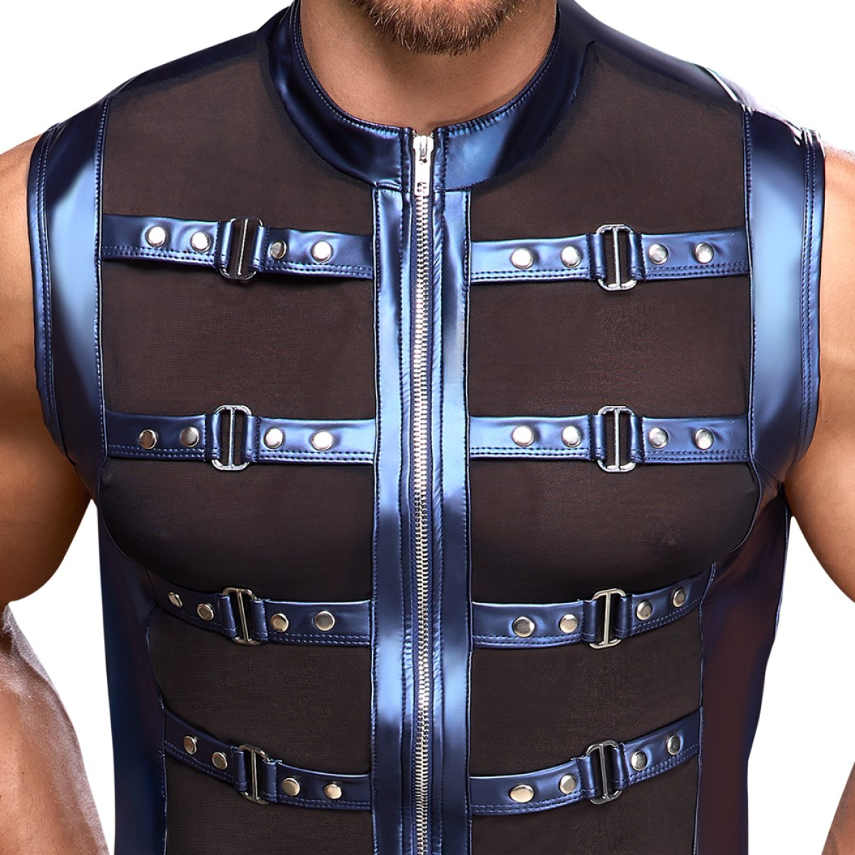 veste avec zip top eclino bleu metallise 5