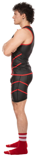 veste sans manche robin noir rouge 3