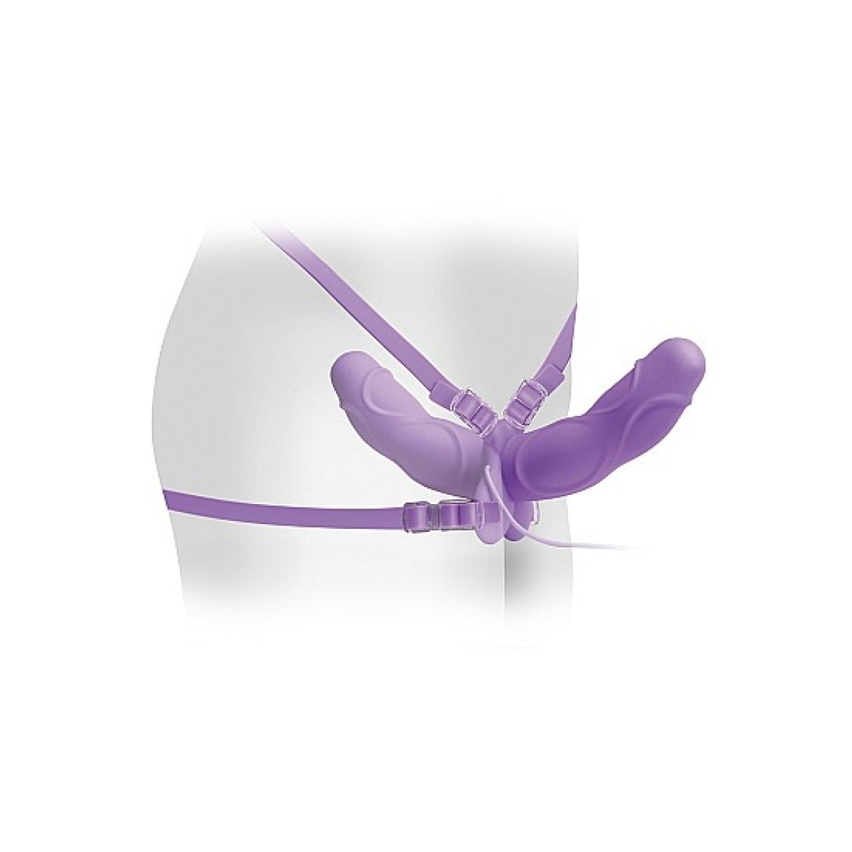 vibrating double delight strap on purple 2