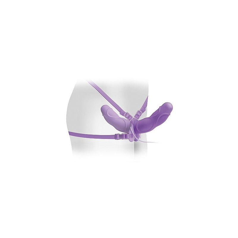 vibrating double delight strap on purple 2