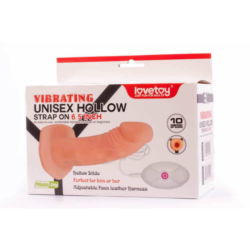 vibrating unisex hollow strap on 1
